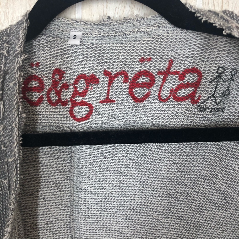 Johnny Was Pete & Greta Gray Raw Hem Open Front Cardigan - Picture 6 of 7